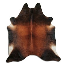 Premium Kuhfell Teppich XXL Rinderfell L215 x B240 cm dunkelbraun schwarz weiß