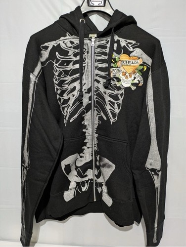 Rare Ed Hardy X Ray Skeleton Hoodie Large