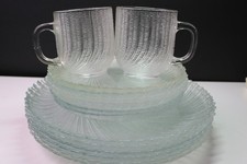 Arcoroc Seabreeze Clear Set of 15 Dinner Plates Salad Plates  Mugs