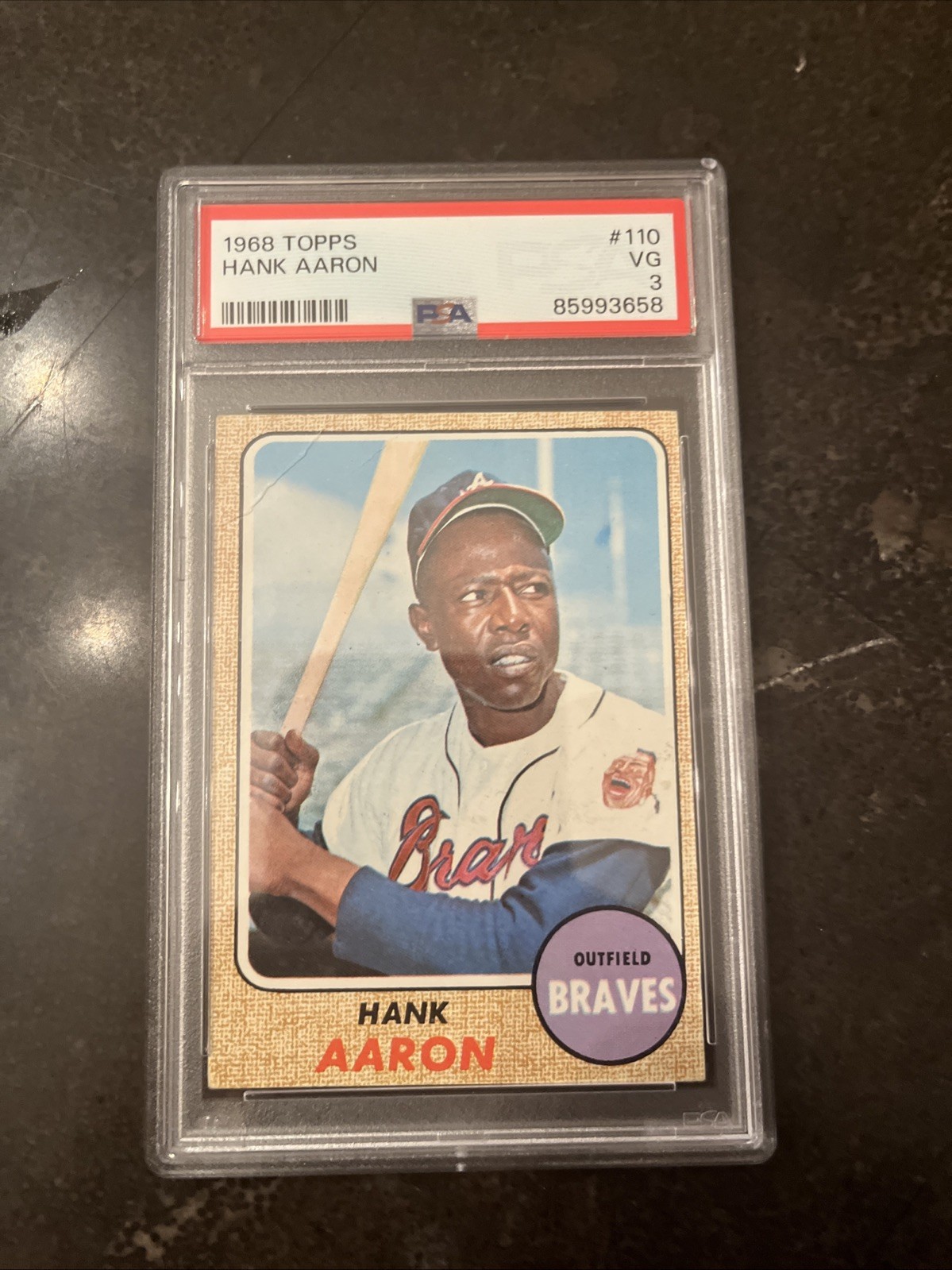 1968 Topps #110 Hank Aaron Atlanta Braves HOF PSA 3 VG