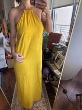 Urban Outfitters Yellow Maxi Dress Halter Drawstring Strappy Lightweight S-P