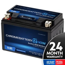 Chrome YTX9-BS Bluetooth High Performance Motorcycle Battery 24 Month Warranty