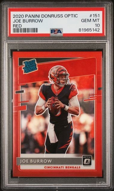 2020 PANINI DONRUSS OPTIC JOE BURROW #151 RED PRIZM ROOKIE /99 GEM MINT PSA 10