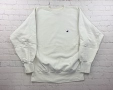 Vintage 80s 90s Champion Reverse Weave White Crewneck Sweatshirt USA -XL