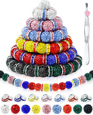 180PCS 10Mm Rhinestone Beads for Jewelry Making Sparkly round Crystal Clay Be