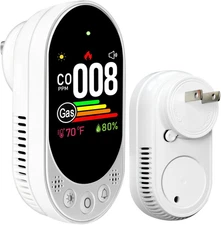 Upgraded Plug in Combination Natural Gas Leak Detector and Carbon Monoxide Detec
