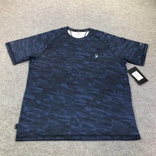 Spyder Rash Guard Shirt Mens Large Blue Camo UPF 30 Swim Quick Dry S923028