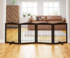 PAWLAND 96-inch Extra Wide Dog gate for The  4 Panels  96"W x 32"H, Espresso