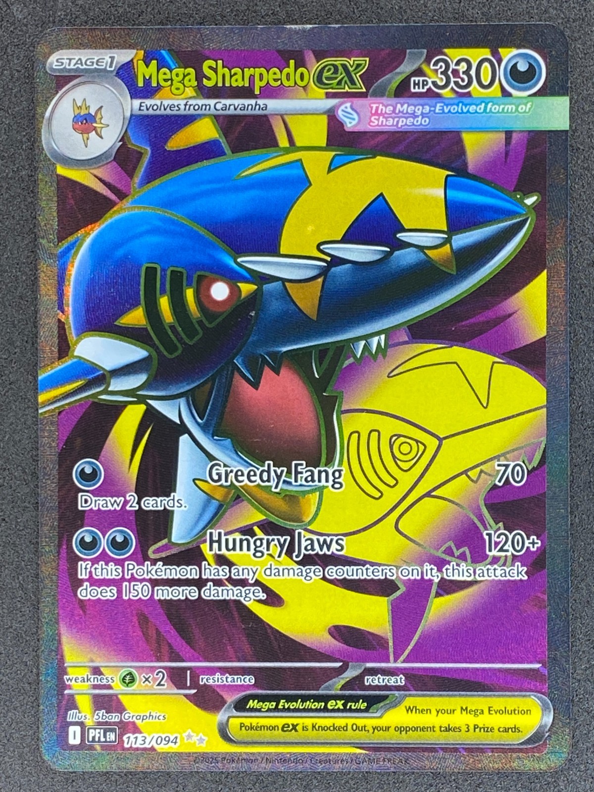 Pokémon Mega Sharpedo ex Full Art 113/094 PFL Phantasmal Flames LP/NM