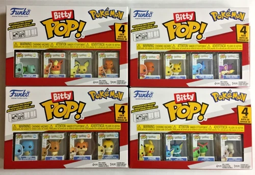 Funko Bitty POP! 16 Different Pokemon Set of 4 Packs Pikachu Charizard Eevee