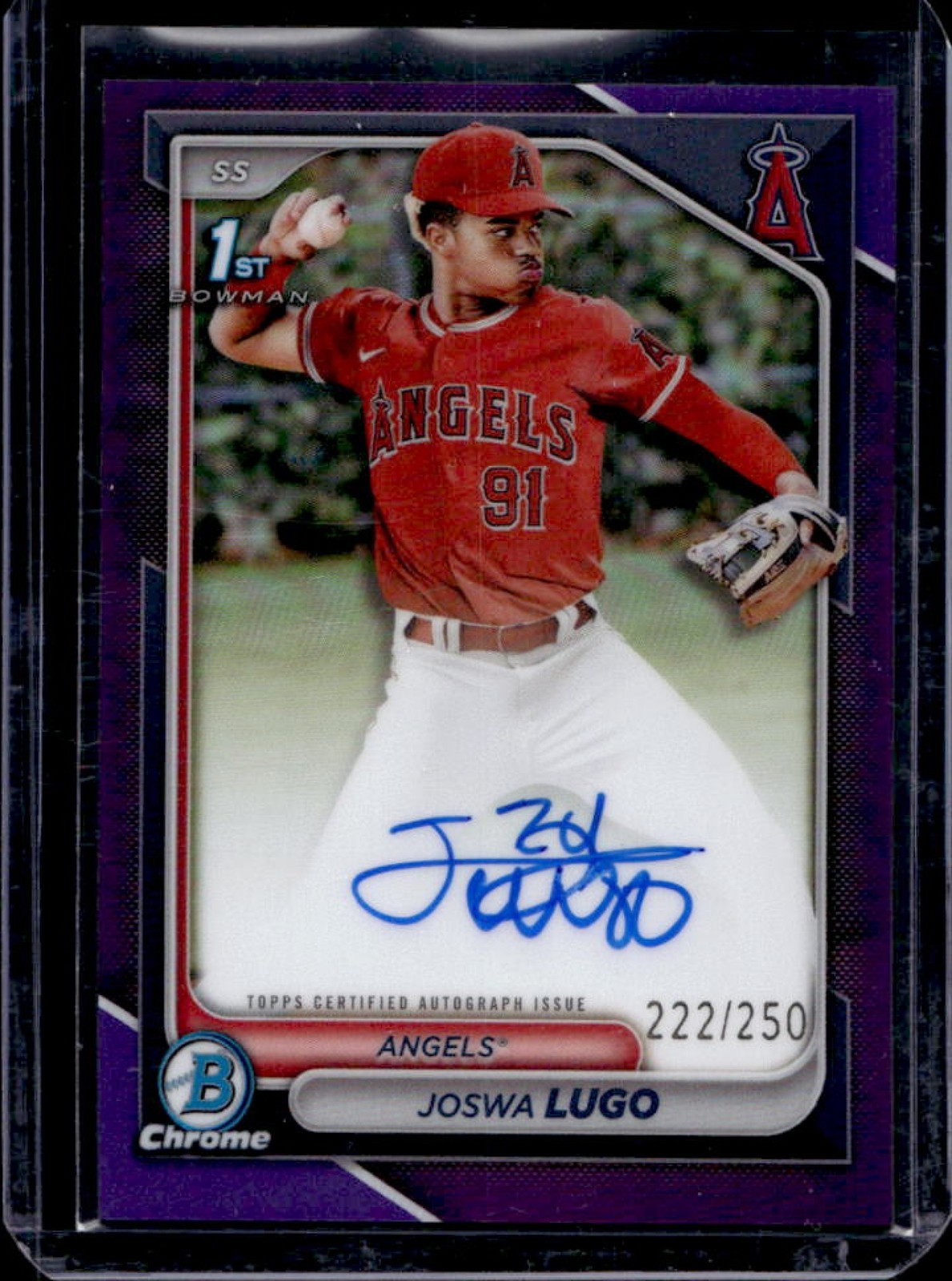 2024 Bowman Chrome Joswa Lugo Auto Purple Refractor 1st #222/250 Angels