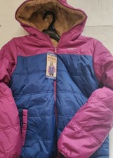 NWT Eddie Bauer Girls Reversible HoodedLarge 14/16 Sherpa Magenta Puffer Jacket