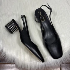 Sam Edelman Women's Size 7 Black Rhinestone Terra Slingback Pump Heels
