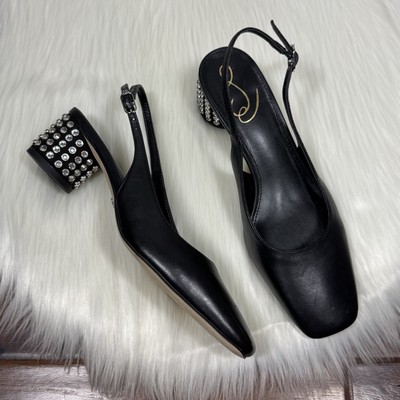 Sam Edelman Women's Size 7 Black Rhinestone Terra Slingback Pump Heels
