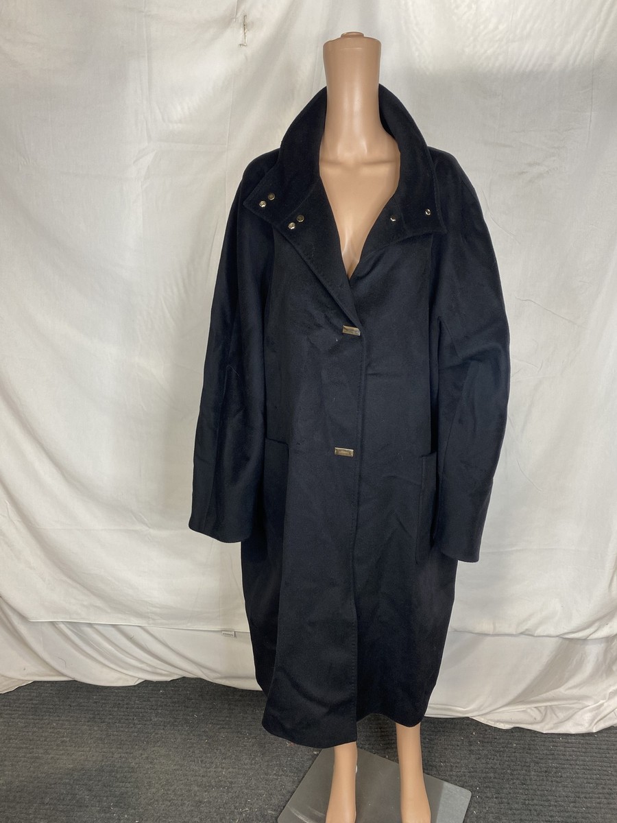 Marina Rinaldi Womens Soft Wool Long Overcoat Coat Size 24 Black