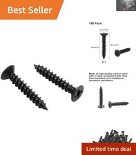 Versatile 100 Pcs Black Flat Head Phillips Wood Screws - 3.5 mm Thread Size