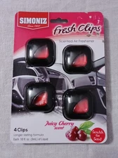 SIMONIZ FRESH CLIPS JUICY CHERRY SCENT CAR VENT AIR FRESHNERS PACK 4 SEALED