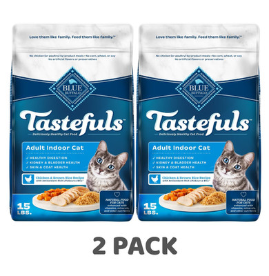 (2 Pack) Blue Buffalo Tastefuls Chicken Recipe Adult Indoor Dry Cat Food, 15 lb