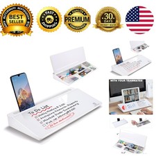 White Small Desktop Whiteboard Glass Dry Erase Board Drawer Desk Organizer