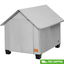 Weatherproof Pet House Insulated Dog Cat Shelter Removable Pad Windproof Curtain