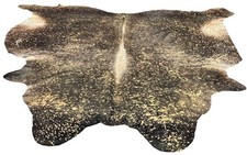 XL natural cowhide rug - 2.32m x 2.25m - Metallic Gold, Dark Chocolate & Ivory.