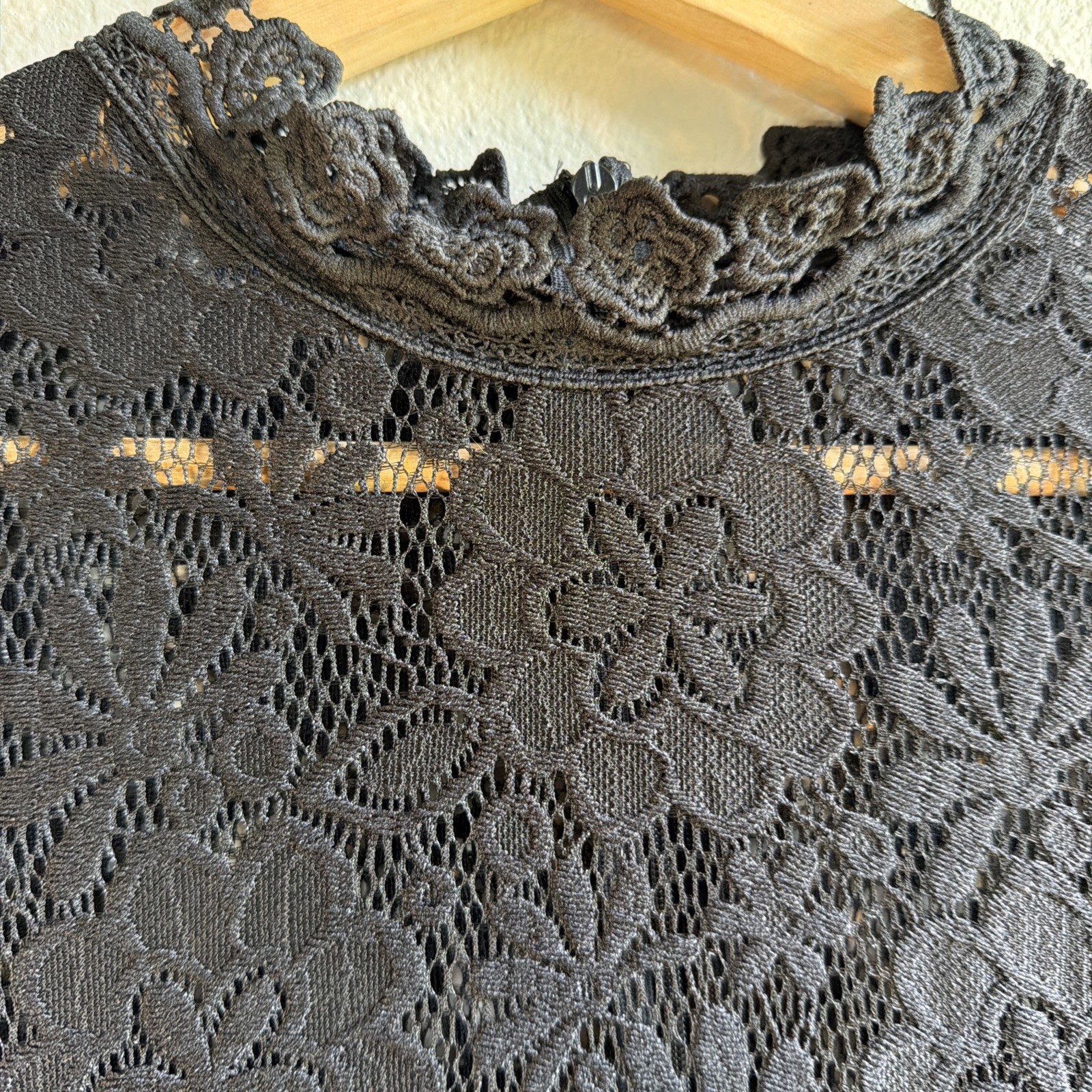 SweatyRocks Black Lace Mock Neck Maxi Dress Long Sleeve Sheer Crochet Cutout L image 6