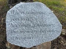 Memorial Stone Concrete Garden Ornament Decor Yard Art Memory Becomes A Treasure