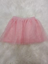 Girls Pink Glitter Tulle Tutu Skirt Elastic Waist Dance Party Princess