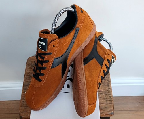 MENS RETRO VINTAGE DIADORA TOKYO MUSTARD SUEDE/BLACK TRAINERS UK 8 - Picture 21 of 24