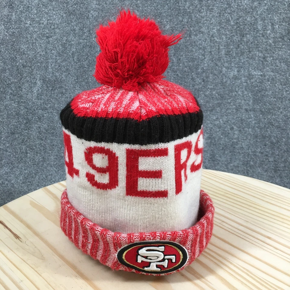 San Francisco 49ers New Era NFL Pompom Gorro Unisex Blanco Rojo OS Acrílico Foto 2 de 4
