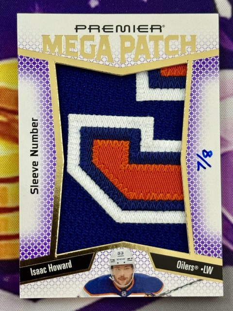 2025-26 UD Premier Rookie Mega Patch Sleeve Number 7/8 SSP Isaac Howard RC