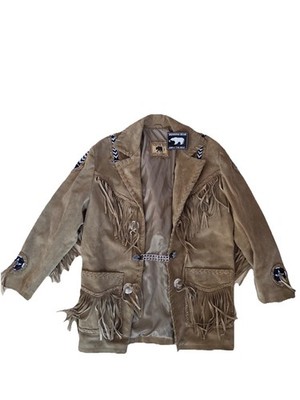 Jacke Westernstyle Fransenjacke Running Bear Damen / Herren Beige Gr S Neu