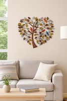 Wanddeko Baum Metall Bunt BläTter & VöGel 68X62 Cm – Deko Wandbild Natur