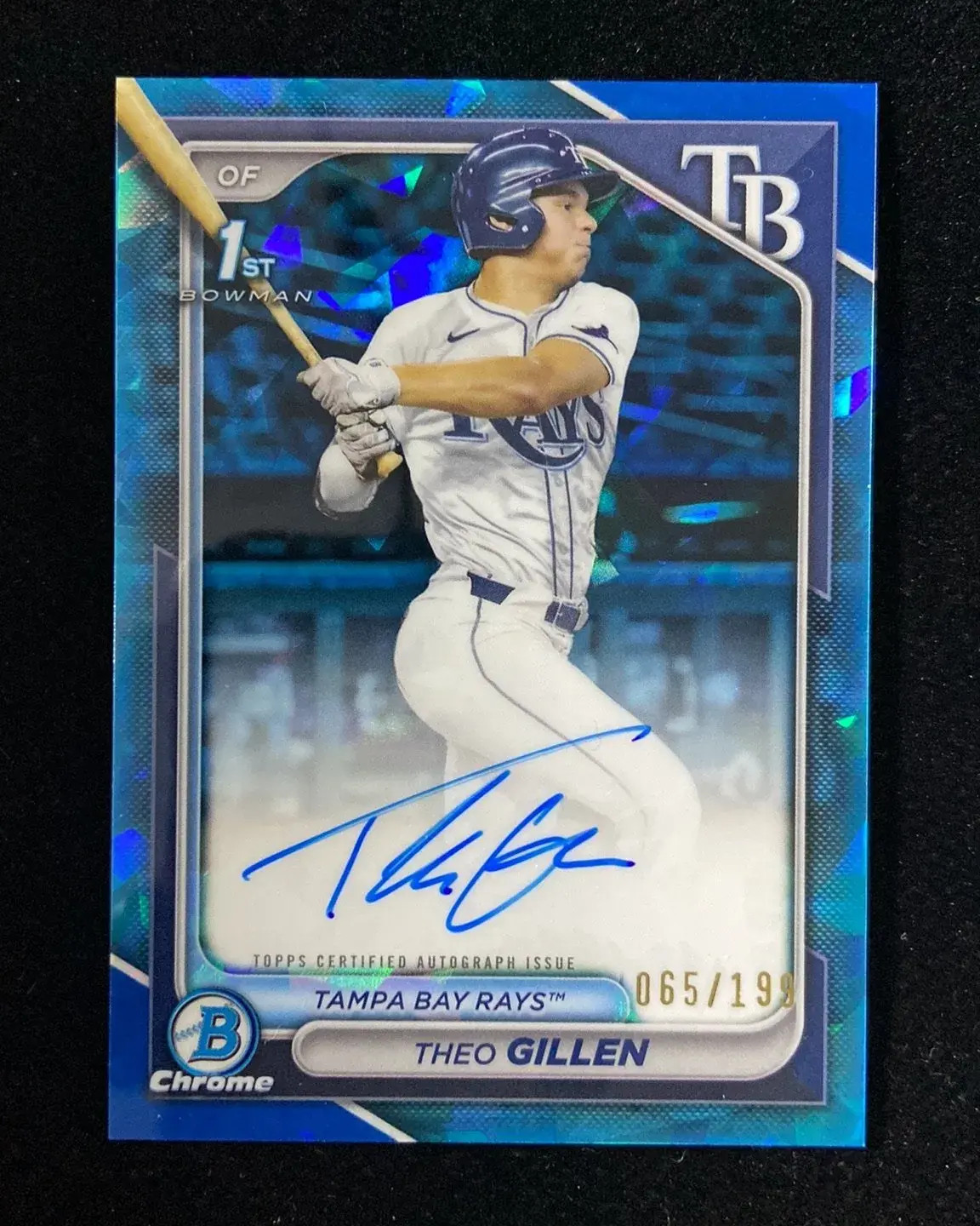 2024 Topps Bowman Chrome Sapphire #CPA-16 Theo Gillen 1st Auto 65/199 Rays J94