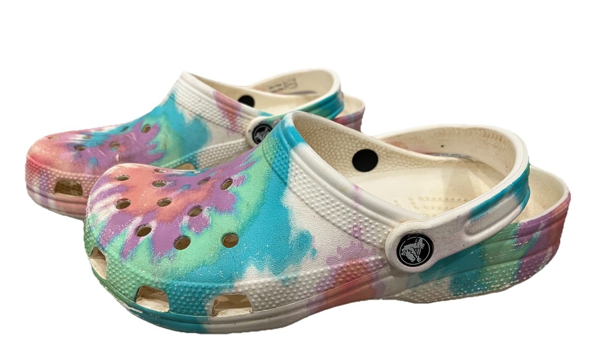 Crocs Classic Clogs Tie Dye Pastel Rainbow Multicolor Shoes  display picture 1