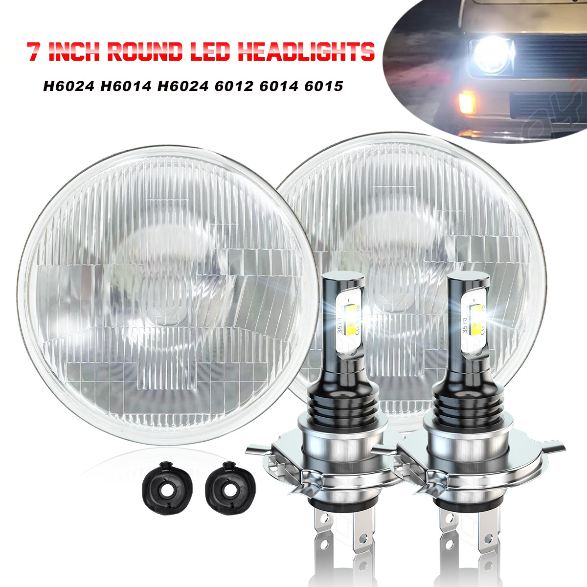 Pair 7" Inch Round LED Headlights Hi/LO Sealed Beam for Chevy Bel Air 1955-1957