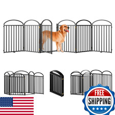 SNUOWU 6-Panel 144" Extra Wide 32" Tall Freestanding Metal Dog Gate with Door