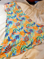 Talbots Floral Multicolor Tropical Jersey Maxi Dress, sz L , GUC