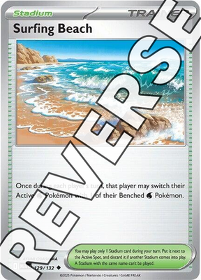 pokemon tcg water stadium cards Surfing Beach 129/132 Me01: Mega Evolution Reverse Holo for sale online
