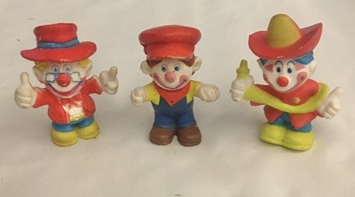 3 Mego Corp Clown Around PVC Figures 1981 Toy Clowns Mini Figs 80's +