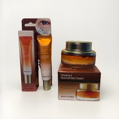 Set Of 2 Farm Stay Ginseng Niacinamide Cream + Eyes Cream Rolling Kbeauty