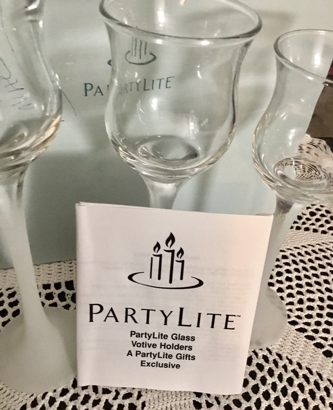 PartyLite ICE CRYSTAL TRIO SET Frosted Votive Tealight Candle Holder P9248