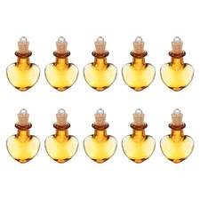 10 Pcs Heart Mini Glass Bottles Jars with Cork Stopper Eye Screw, Champagne
