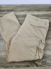 Carhartt Relaxed Fit Canvas Cargo Utility Pants Men's 44x30 Beige Outdoors Work
