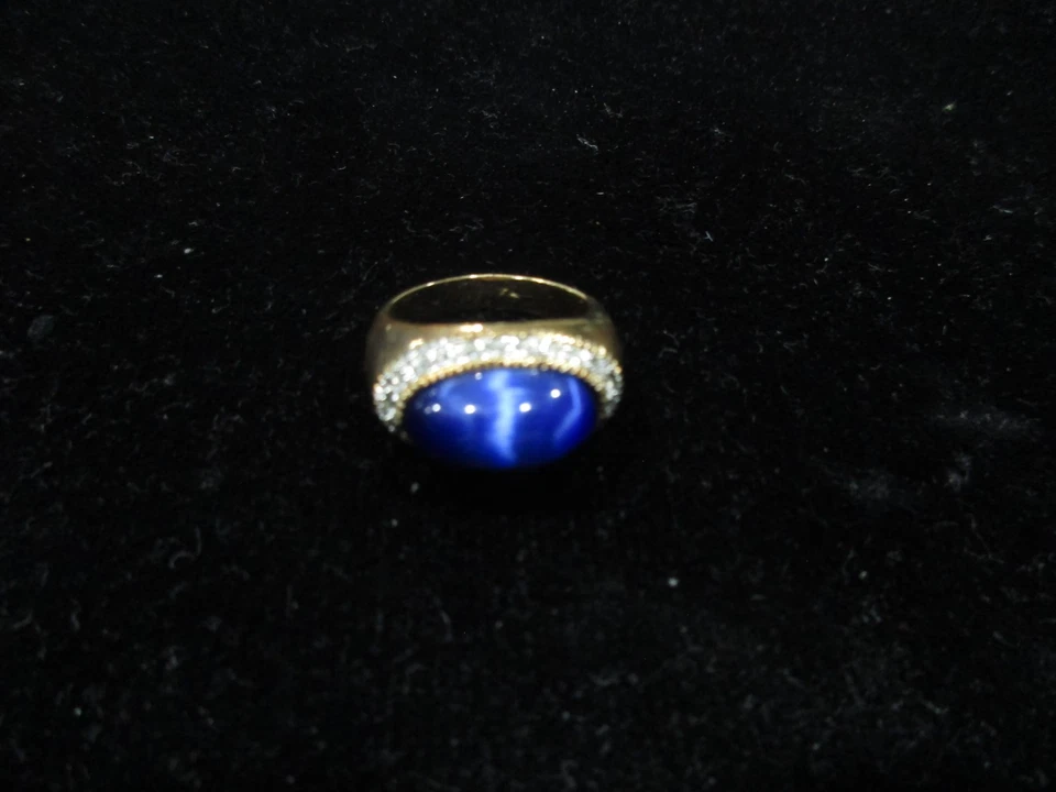 Park Lane Hostess Ring Size 8/9 Gold Tone Blue Stone Accent Rare Hard To Find! - Image 3 of 4