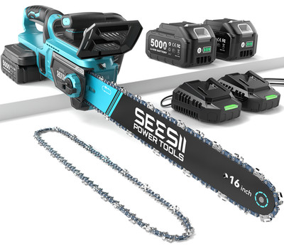 SEESII Akku-Kettensäge 16Zoll Kabellos Für Gartenpflege Baumschnitt & Brennholz