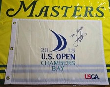 Jordan Spieth Signed 2015 US Open Flag Chambers Bay Autographed Auto 😃 3