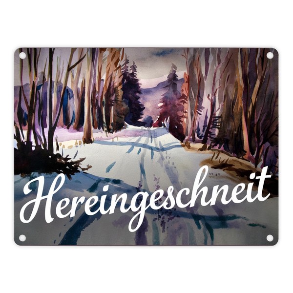 Schneepfad Hereingeschneit Metallschild In 15X20 Cm-image