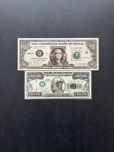 Novelty Notes Lot Of Two 1984 & 1996 1 & 1,000,000 AU