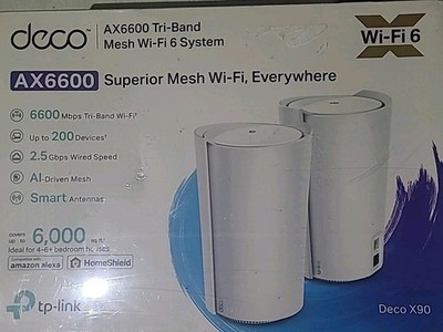 TP Link Deco X90 White AX6600 Tri-Band Mesh Wi-Fi 6 System 2-Pack